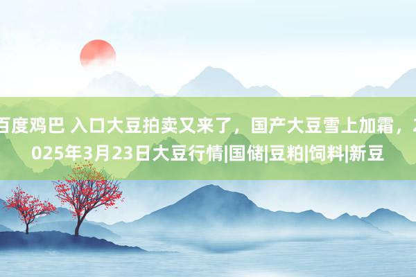 百度鸡巴 入口大豆拍卖又来了，国产大豆雪上加霜，2025年3月23日大豆行情|国储|豆粕|饲料|新豆