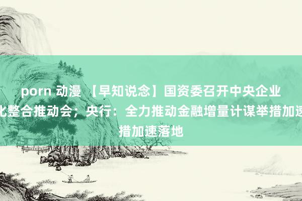 porn 动漫 【早知说念】国资委召开中央企业专科化整合推动会；央行：全力推动金融增量计谋举措加速落地