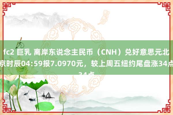fc2 巨乳 离岸东说念主民币（CNH）兑好意思元北京时辰04:59报7.0970元，较上周五纽约尾盘涨34点